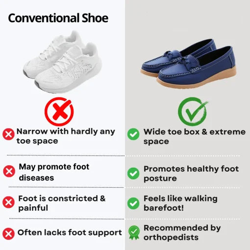 Women Orthopedic Shoes | Soft Leather Slip on Walking Loafers Shoes