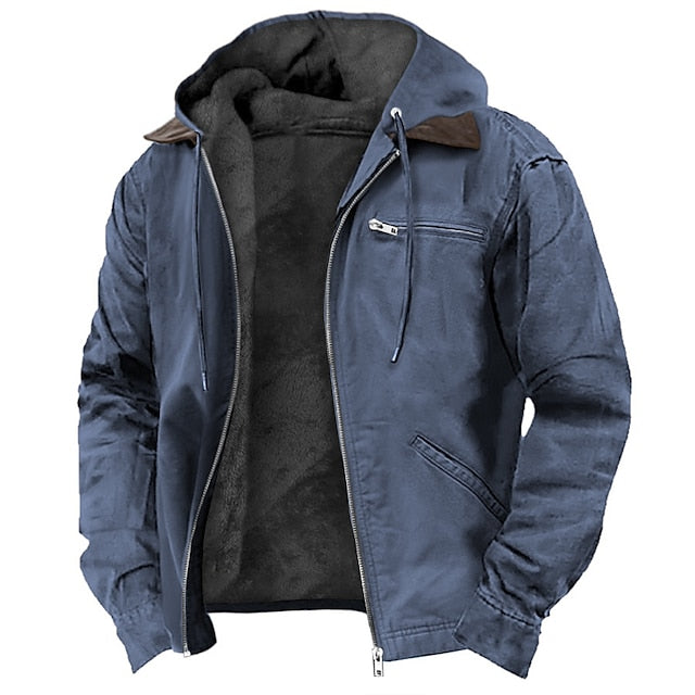 Men’s Outdoor Jacket | Durable Polyester, Adjustable Hood & Insulated for Cold Weather