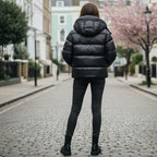 Shiny Puffer Jacket – Short Winter Jacket for Women with Modern Hood