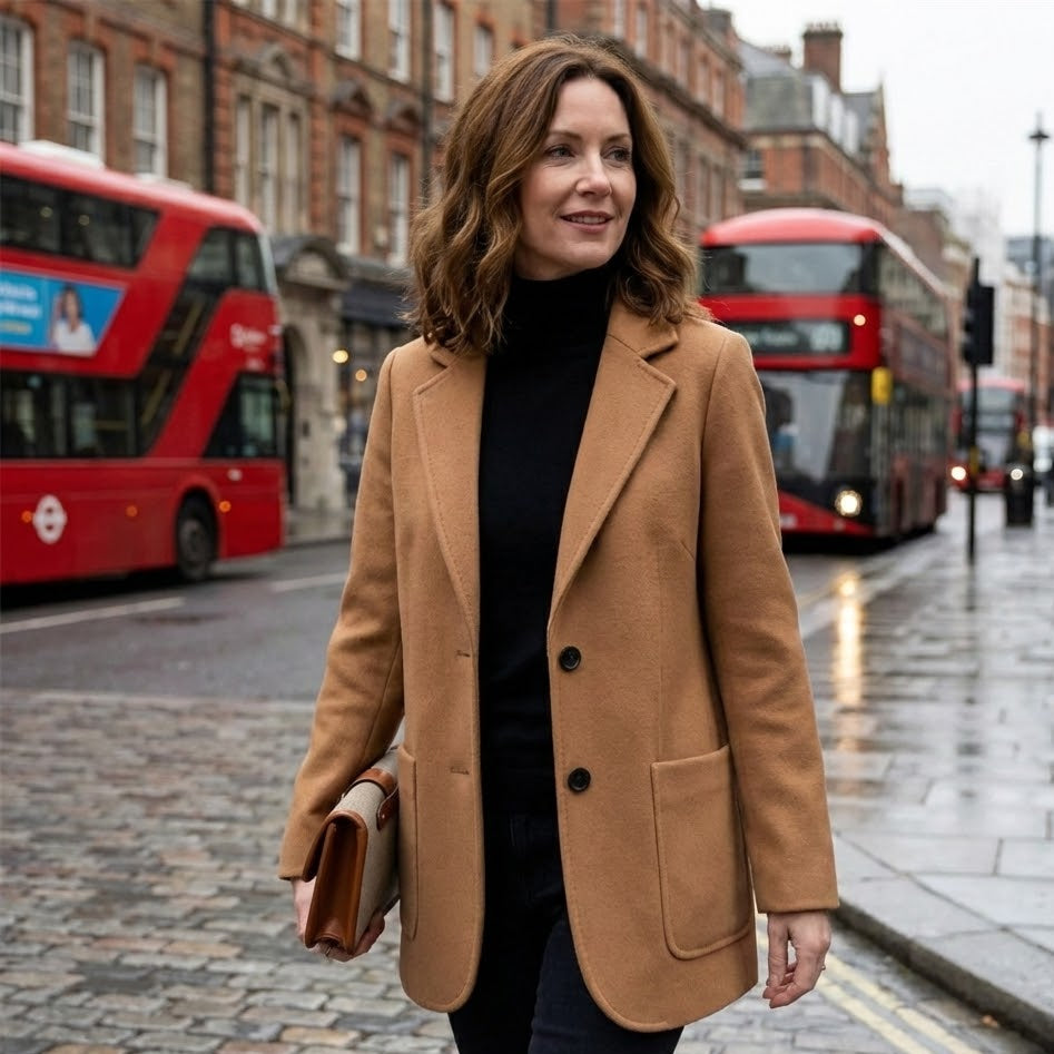 Women’s Structured Blazer Coat | Tailored, Buttoned Design for Business & Smart Casual Wear
