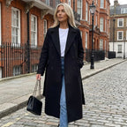 Women’s Long Double-Breasted Coat | Tailored Fit, Belted Waist & Ideal for Smart Casual and Evening Wear in Winter