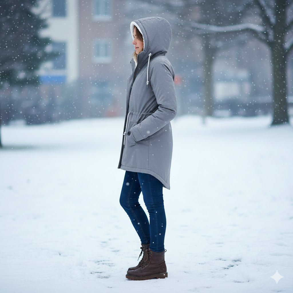 Hooded Winter Jacket for Women – Comfortable Long Coat with Pockets