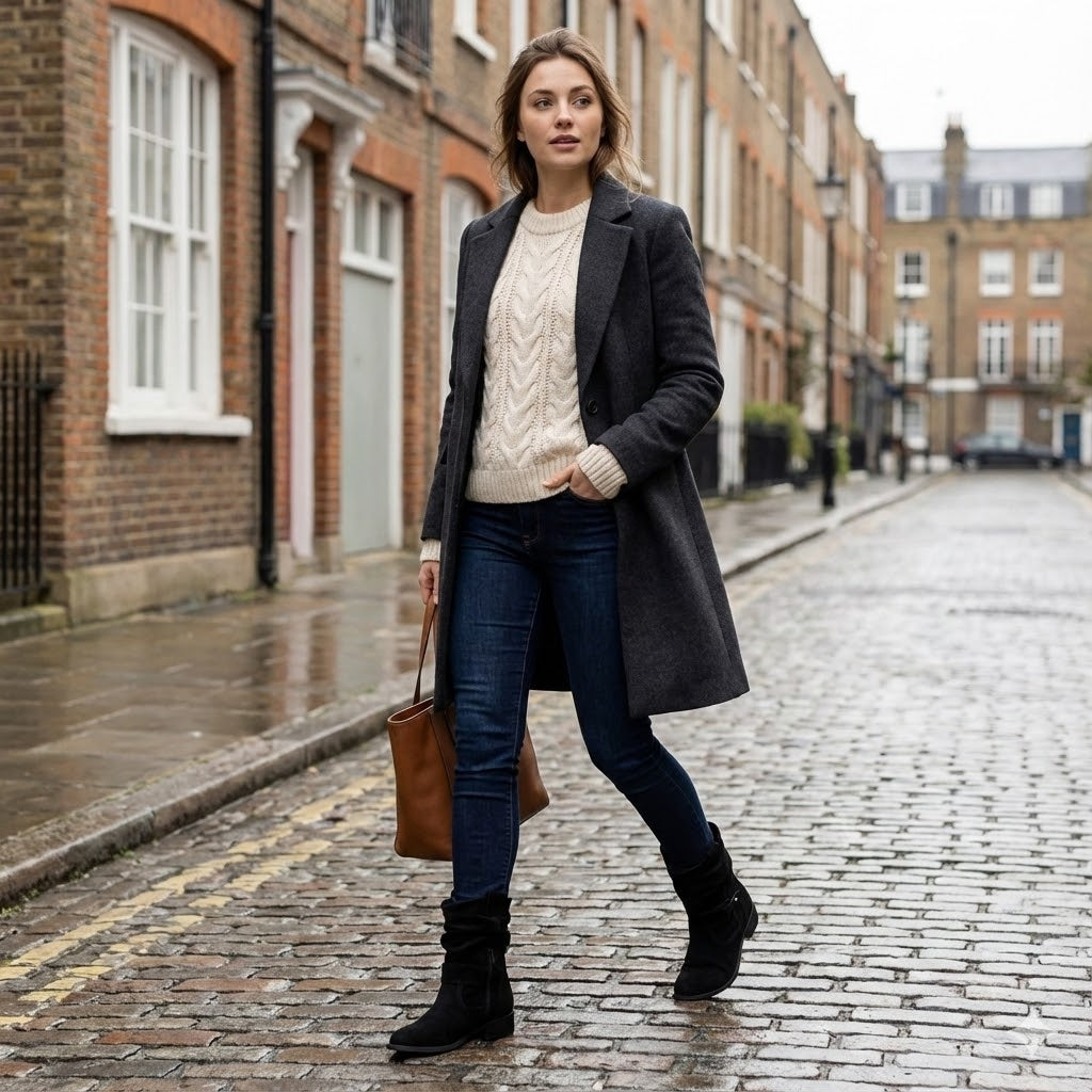 Womens Boots Slouch – Flat Suede Ankle Style