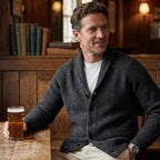 Men’s Ribbed Shawl Collar Cardigan | Smart Casual Layering with Front Pockets for Autumn & Winter