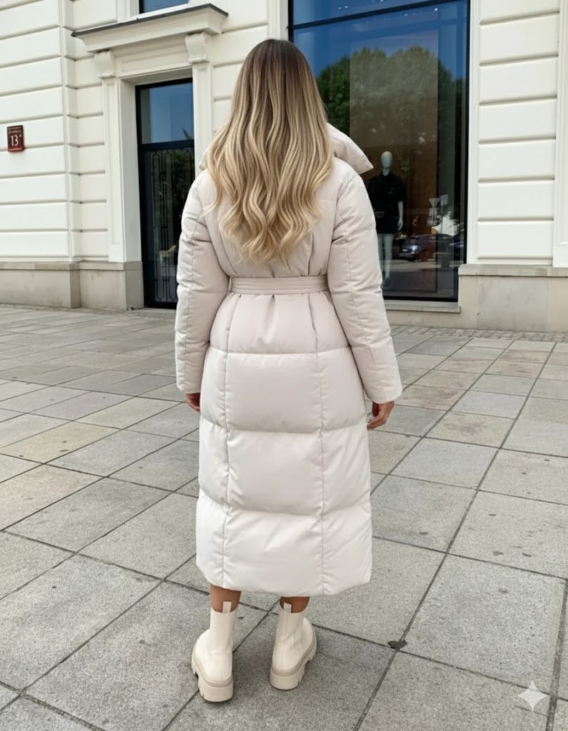 Long Women's Puffer Coat – Modern Transitional Jacket for Spring & Changeable Weather