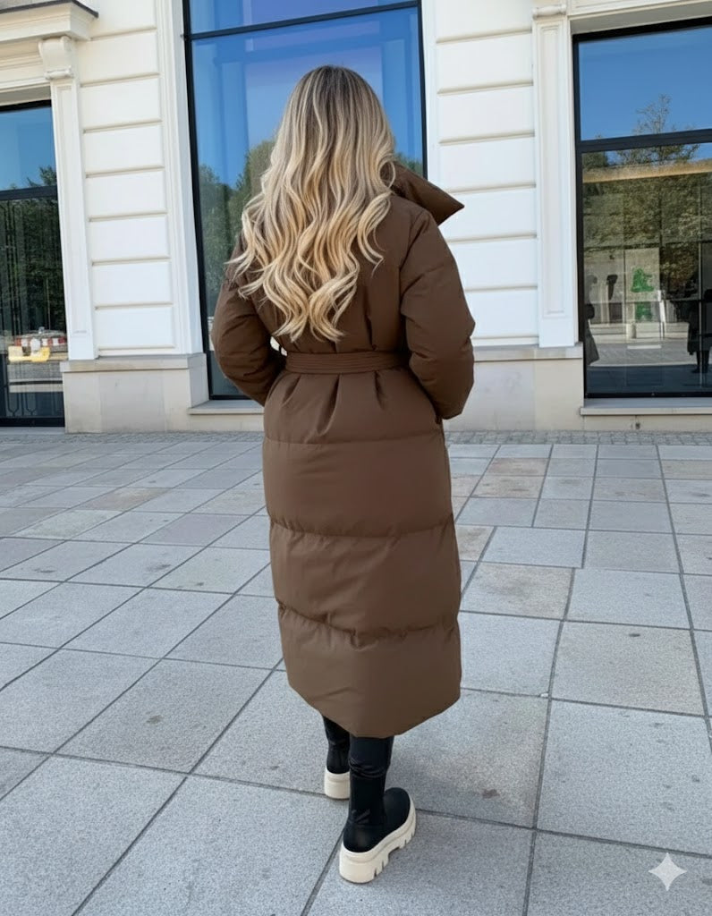 Long Women's Puffer Coat – Modern Transitional Jacket for Spring & Changeable Weather