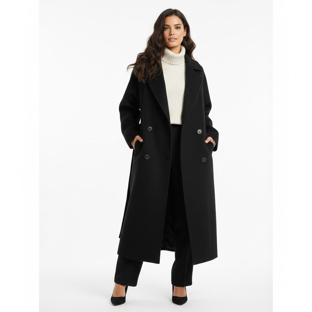 Ladies Wool Overcoat - Long Overcoat for Winter