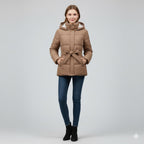 Warm Winter Jacket with Belt – Modern Puffer Hood for Women