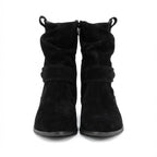 Womens Boots Slouch – Flat Suede Ankle Style