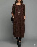 Winter Dress for Women – With Pockets and Elegant Print Design