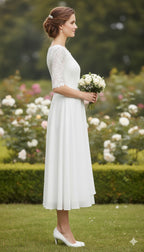 Midi Dress with Lace and Chiffon Skirt – Festive Dress for Special Occasions