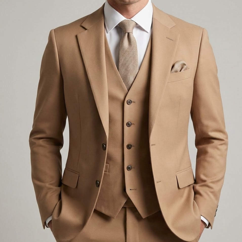 Men’s Slim Fit Three-Piece Suit | Tailored Jacket, Waistcoat & Trousers for Weddings and Formal Events