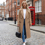 Women’s Long Double-Breasted Coat | Tailored Fit, Belted Waist & Ideal for Smart Casual and Evening Wear in Winter