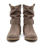 Womens Boots Slouch – Flat Suede Ankle Style
