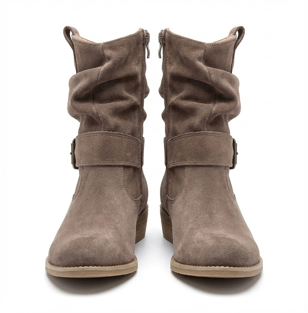 Womens Boots Slouch – Flat Suede Ankle Style