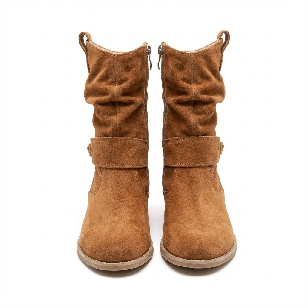 Womens Boots Slouch – Flat Suede Ankle Style