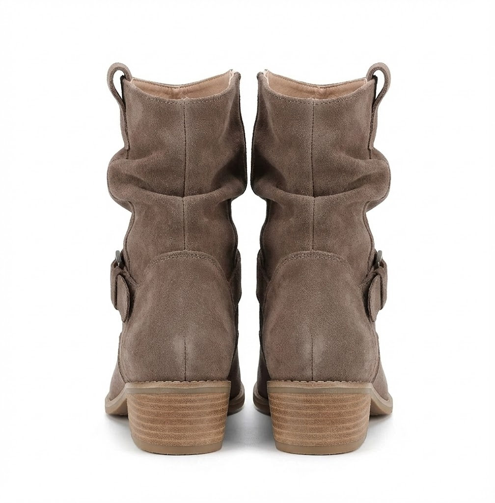 Womens Boots Slouch – Flat Suede Ankle Style