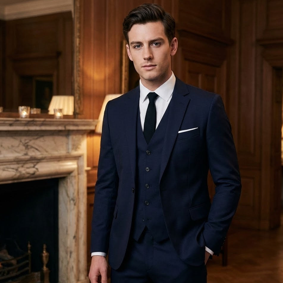 Men's Slim Fit 3-Piece Formal Suit | Single Breasted Blazer, Waistcoat & Trousers for Weddings and Business Events