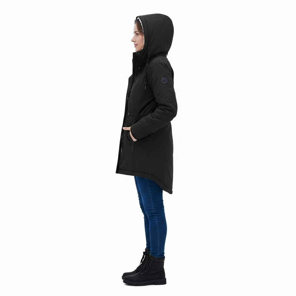 Hooded Winter Jacket for Women – Comfortable Long Coat with Pockets
