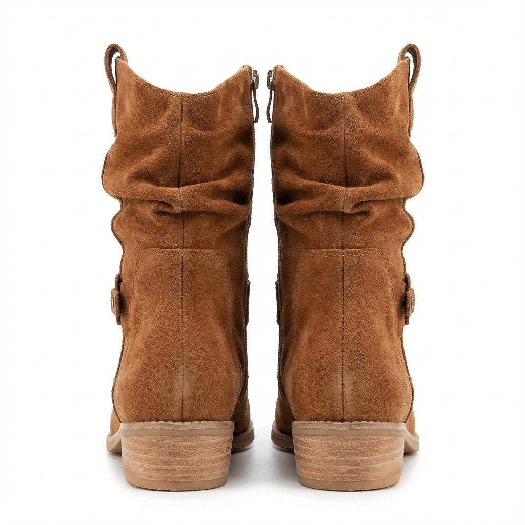 Womens Boots Slouch – Flat Suede Ankle Style