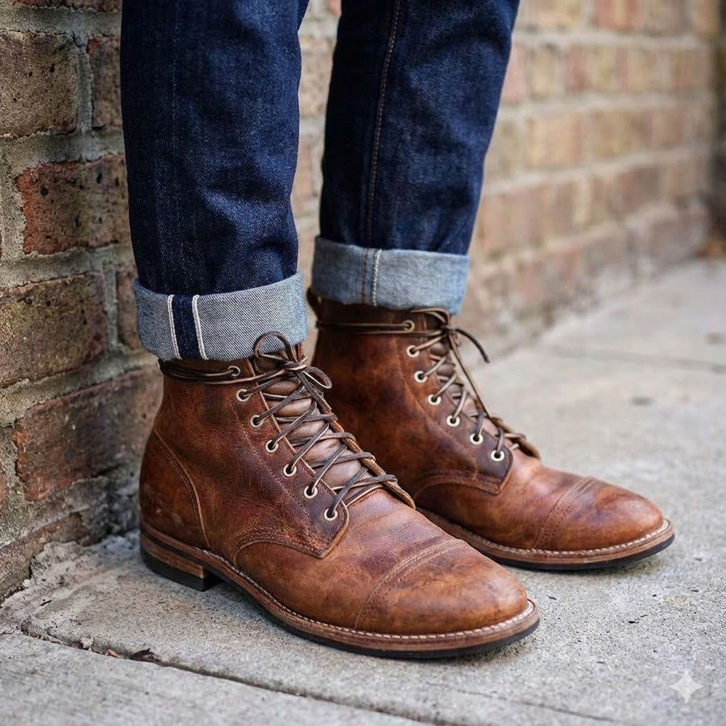 Ankle Boots for Men – Premium Leather Lace-Up Style | Brown Casual/Smart Everyday Wear