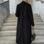 Women’s Long Double-Breasted Coat | Tailored Fit, Belted Waist & Ideal for Smart Casual and Evening Wear in Winter