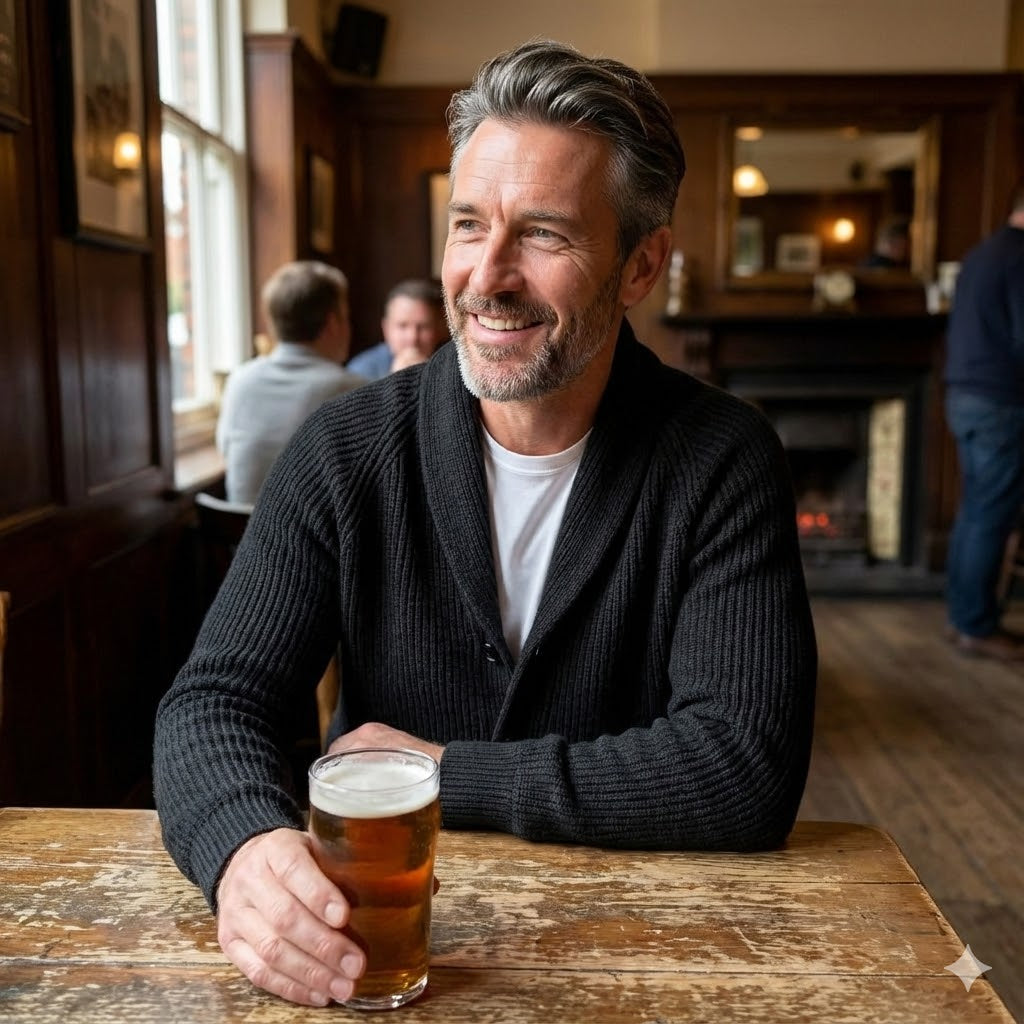 Men’s Ribbed Shawl Collar Cardigan | Smart Casual Layering with Front Pockets for Autumn & Winter