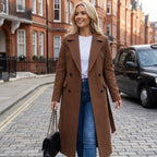 Women’s Long Double-Breasted Coat | Tailored Fit, Belted Waist & Ideal for Smart Casual and Evening Wear in Winter