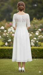 Midi Dress with Lace and Chiffon Skirt – Festive Dress for Special Occasions