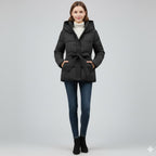 Warm Winter Jacket with Belt – Modern Puffer Hood for Women