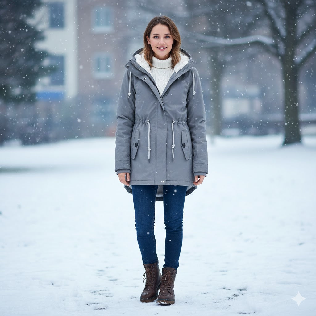Hooded Winter Jacket for Women – Comfortable Long Coat with Pockets