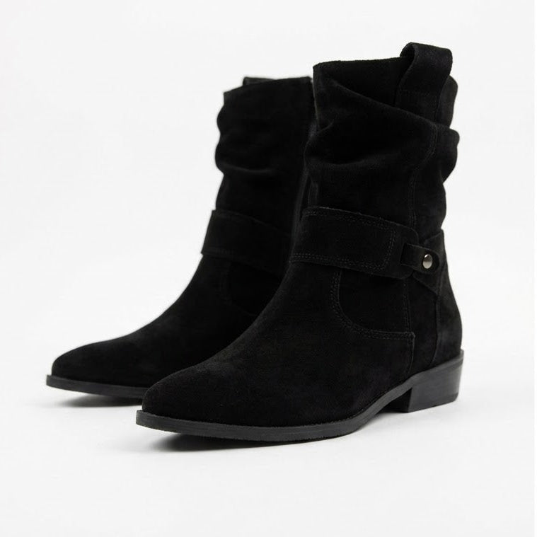 Womens Boots Slouch – Flat Suede Ankle Style