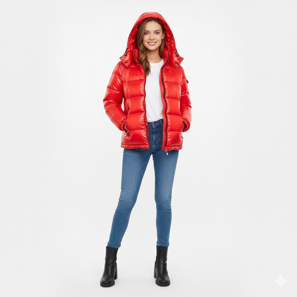 Shiny Women's Winter Jacket - Lightweight, Warm Cold Protection Coat