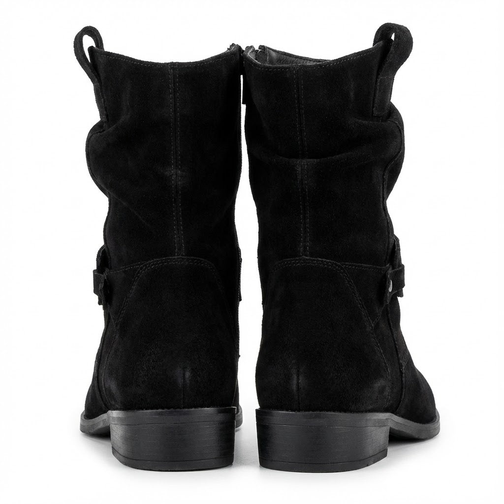 Womens Boots Slouch – Flat Suede Ankle Style