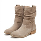 Womens Boots Slouch – Flat Suede Ankle Style