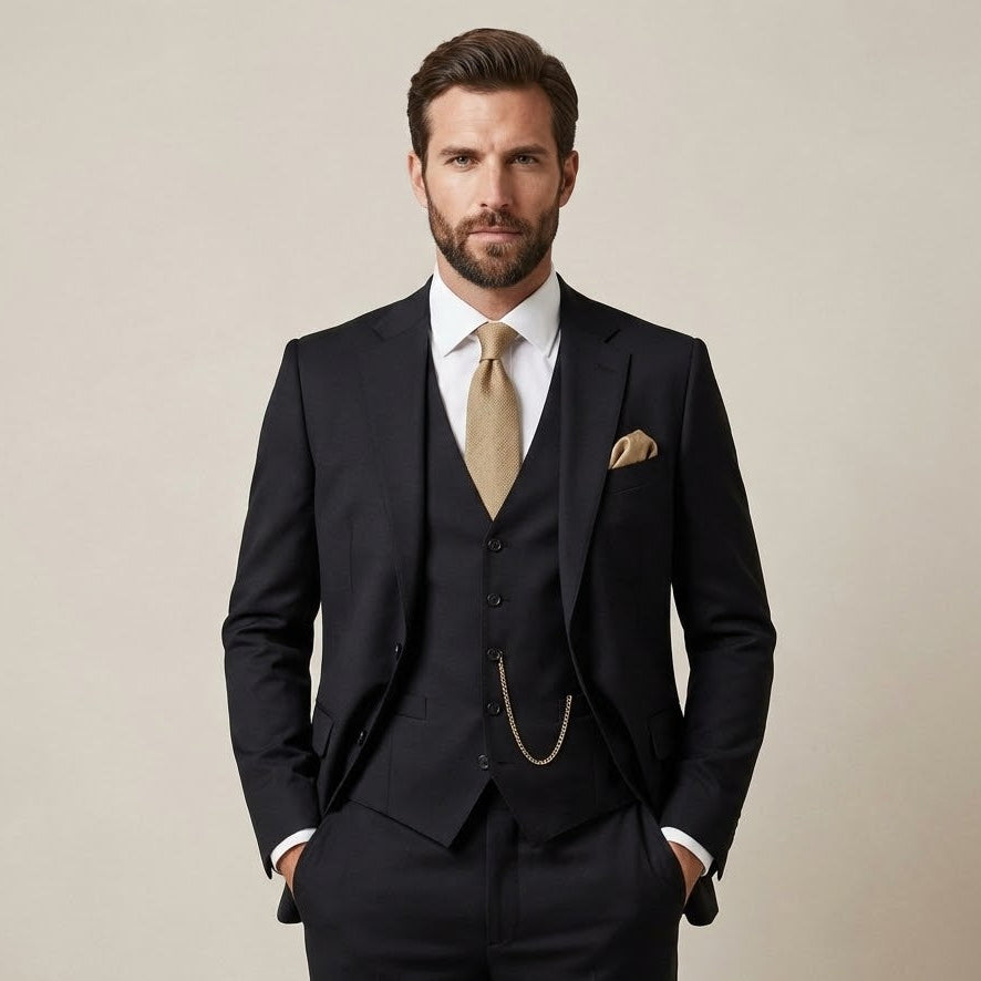 Men’s Slim Fit Three-Piece Suit | Tailored Jacket, Waistcoat & Trousers for Weddings and Formal Events