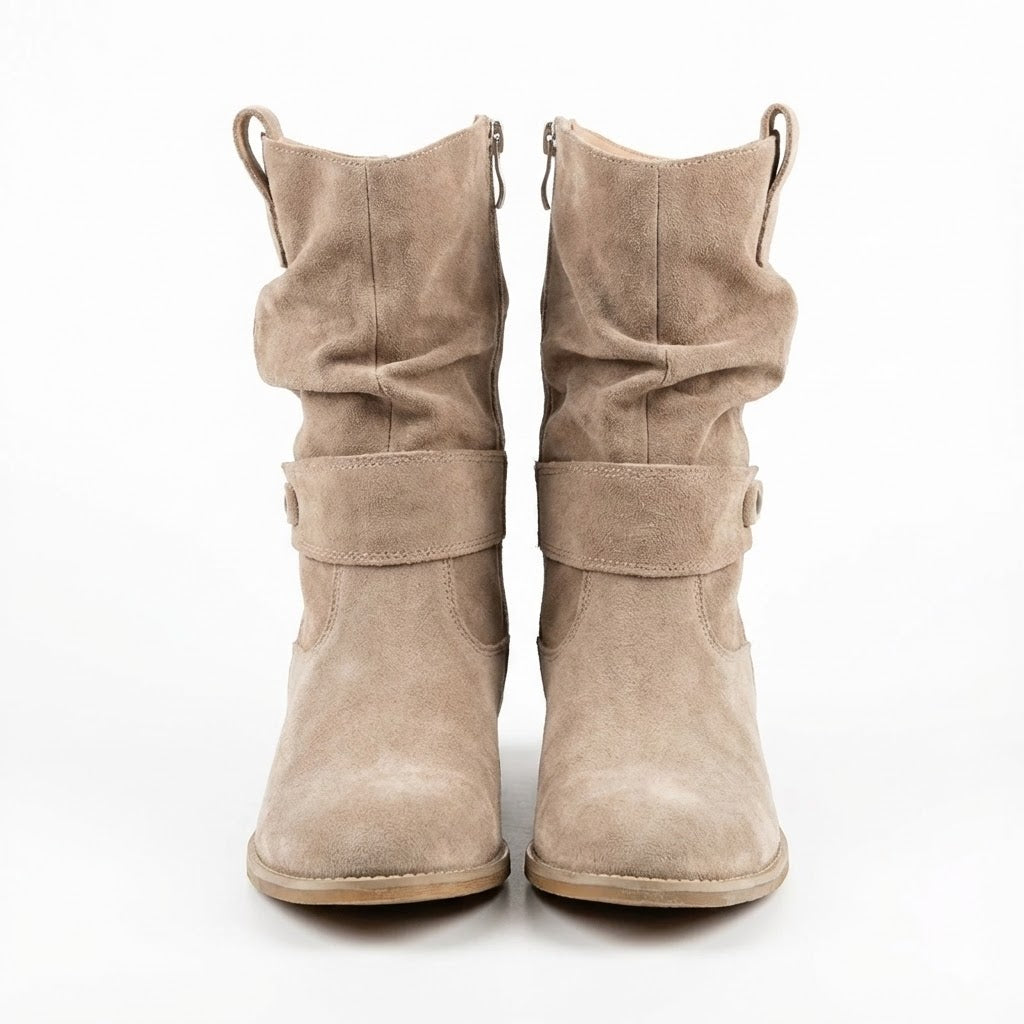 Womens Boots Slouch – Flat Suede Ankle Style