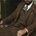 Men’s Tailored Three-Piece Tweed Tuxedo | Classic Fit for Weddings, Formal Events & Black-Tie Dinners