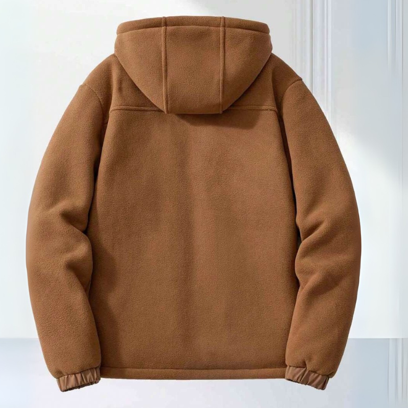 Men's Lightweight Fleece Winter Jacket | Adjustable Hood, Zipper Pockets & Ideal for Everyday Wear