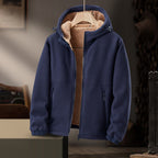 Men's Lightweight Fleece Winter Jacket | Adjustable Hood, Zipper Pockets & Ideal for Everyday Wear