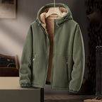 Men's Lightweight Fleece Winter Jacket | Adjustable Hood, Zipper Pockets & Ideal for Everyday Wear